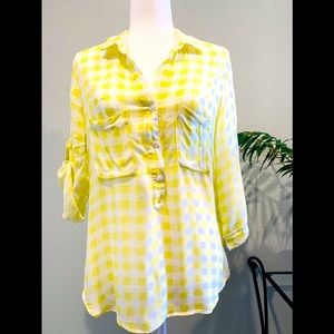 Yellow Gingham Button Up Blouse